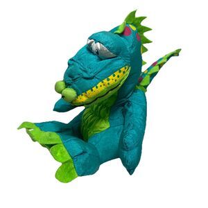 Parachute Teal Dragon Plush 10 inch Spotted Sitting Stain on Face